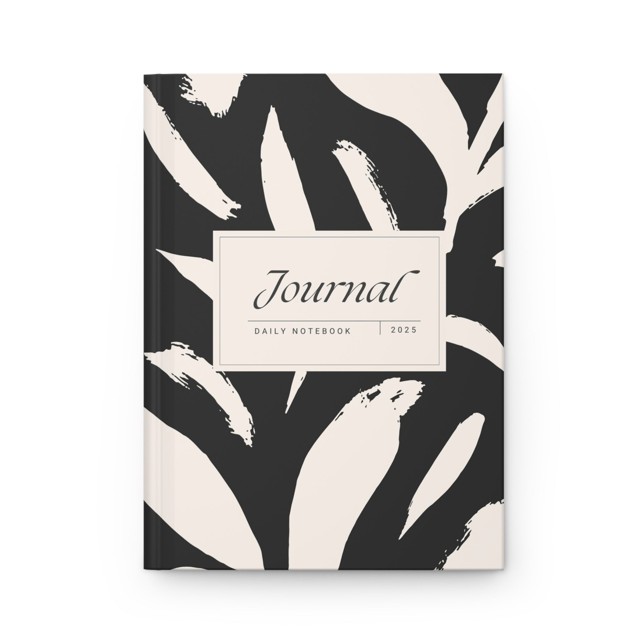 Matte Hardcover Journal - Black with Cream Strokes