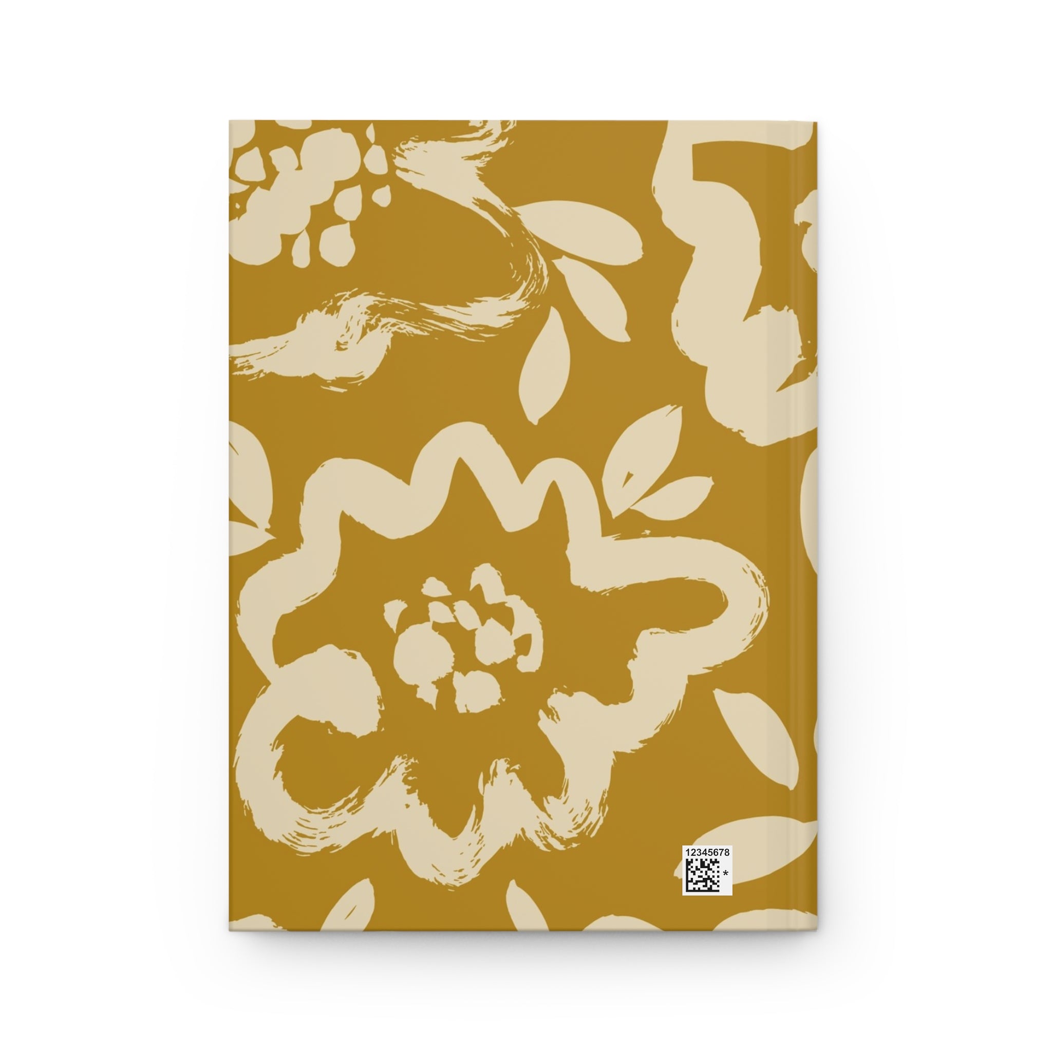 Mustard and Cream Brush Stroke Flowers Hardcover Journal