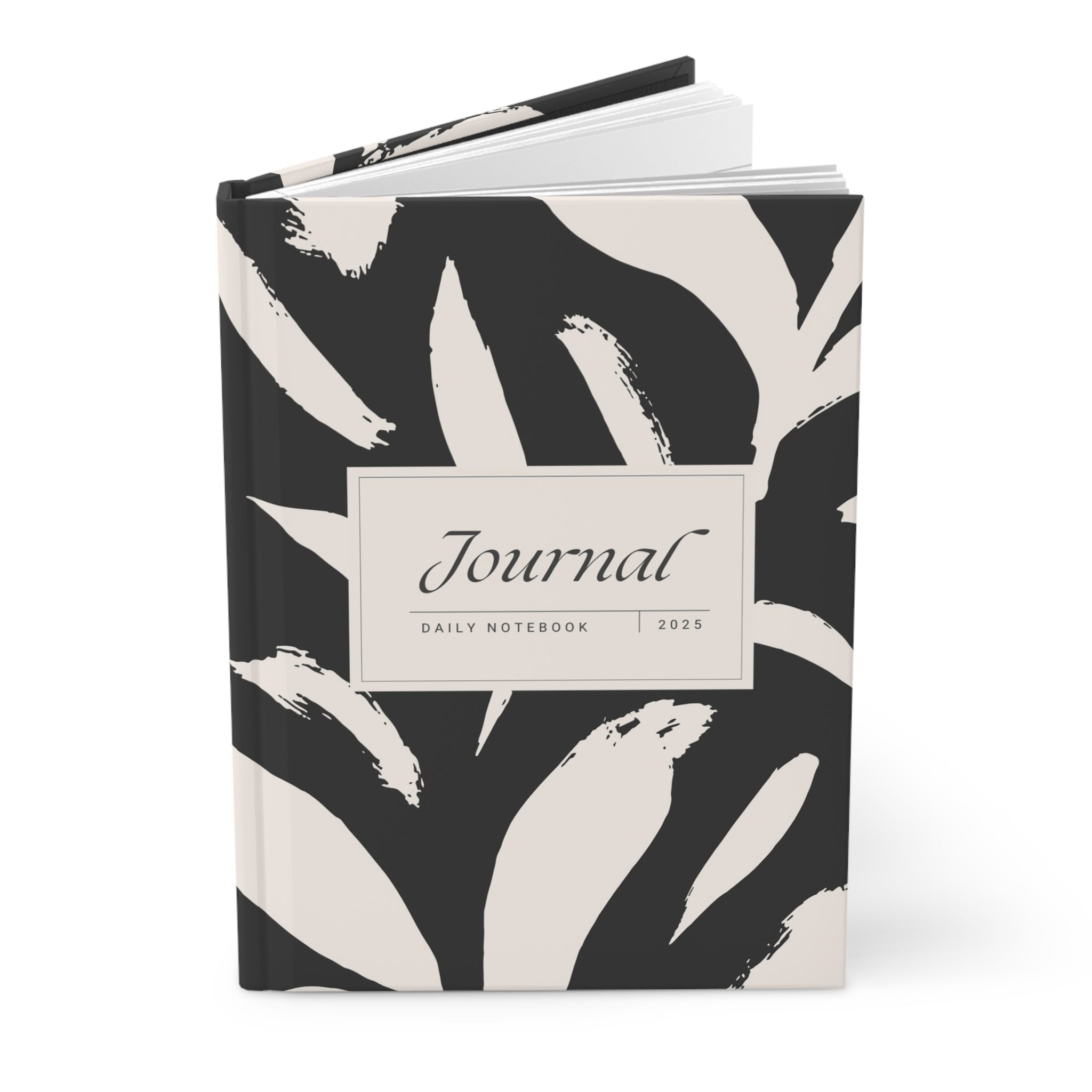Matte Hardcover Journal - Black with Cream Strokes