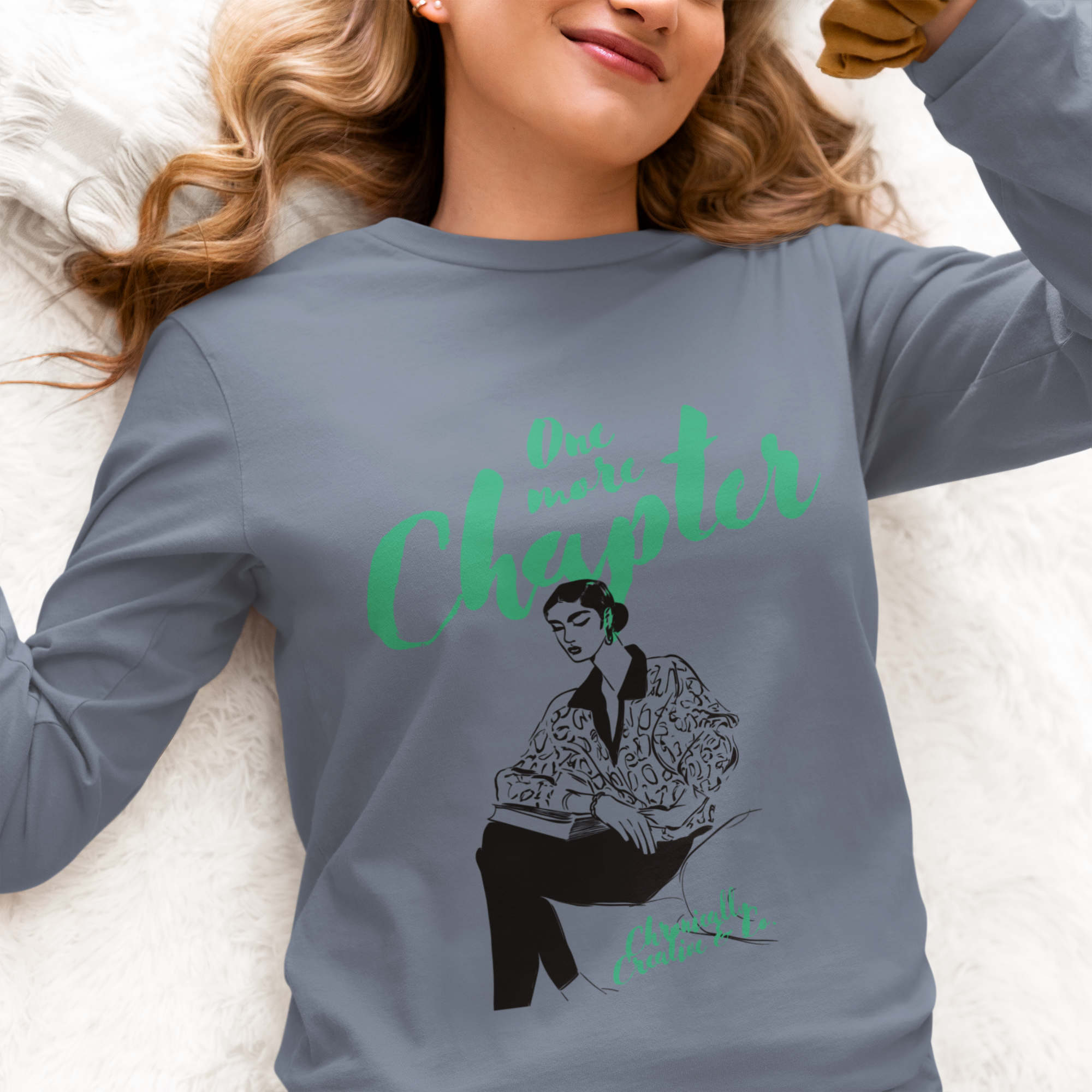 "One More Chapter" Long Sleeve Tee by Chronically Creative & Co. – Stylish & Bookish