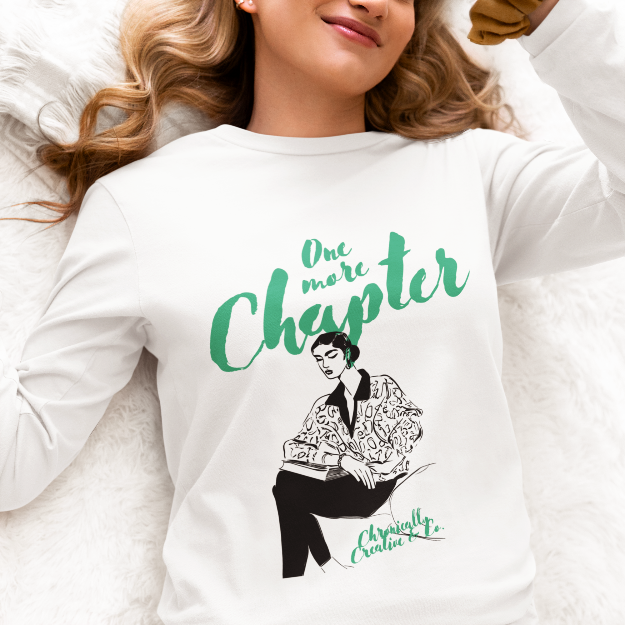"One More Chapter" Long Sleeve Tee by Chronically Creative & Co. – Stylish & Bookish