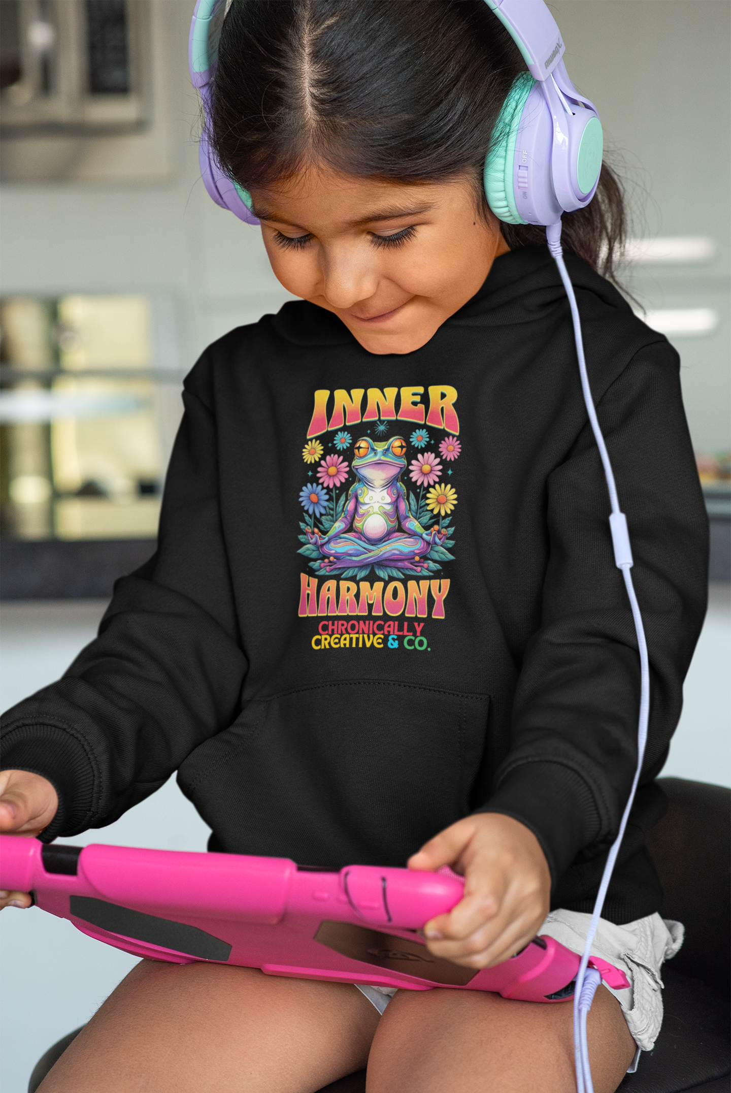 Kids “Inner Harmony” Hoodie - Meditating Frog Design by Chronically Creative & Co.