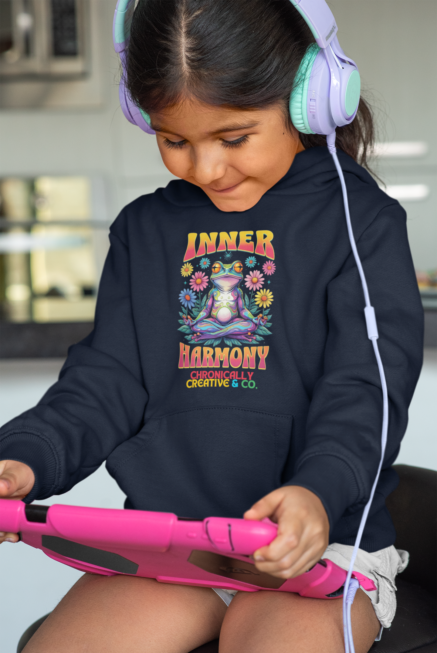 Kids “Inner Harmony” Hoodie - Meditating Frog Design by Chronically Creative & Co.