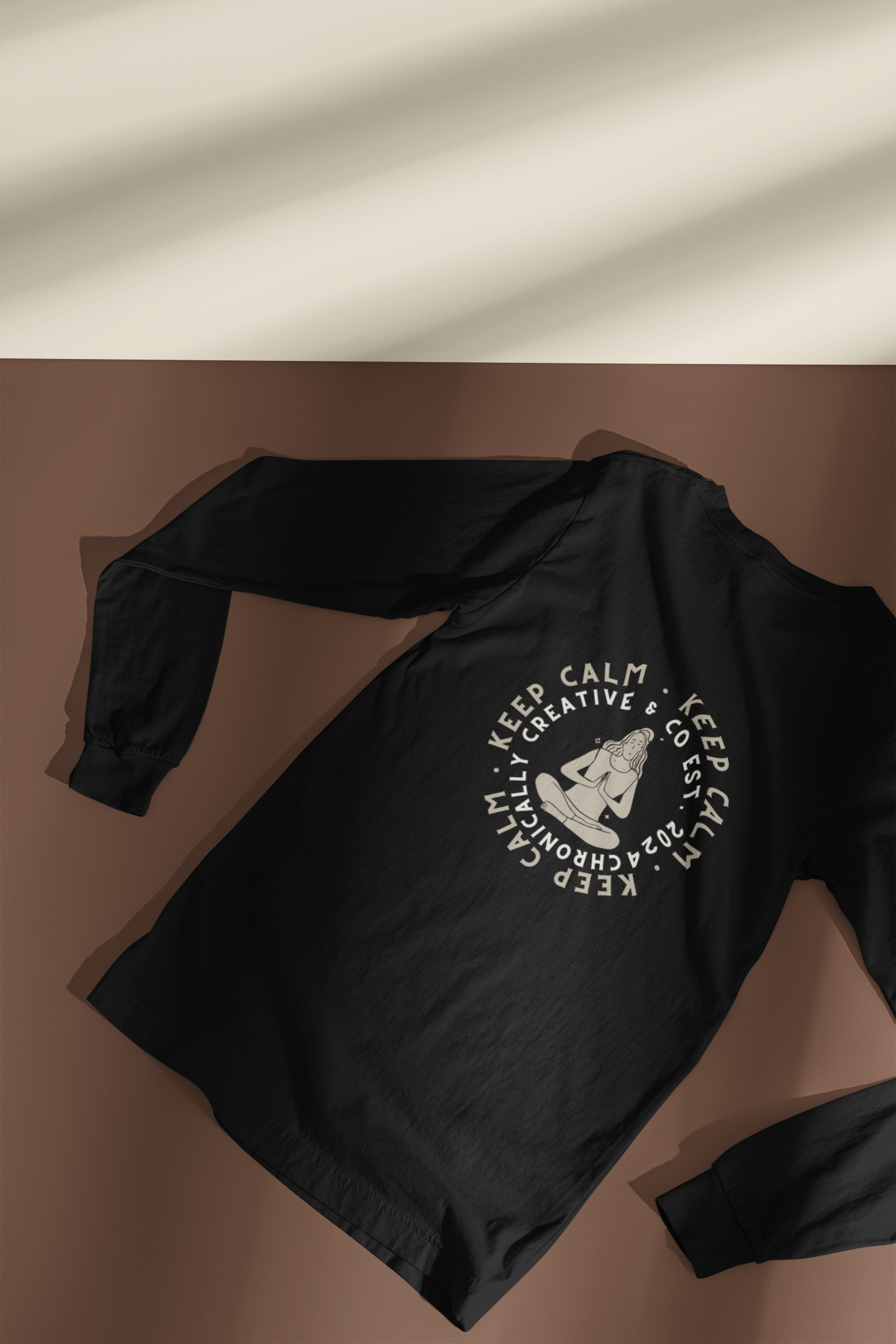 "Keep Calm" Long Sleeve Shirt - Relaxed Yoga Graphic by Chronically Creative & Co.