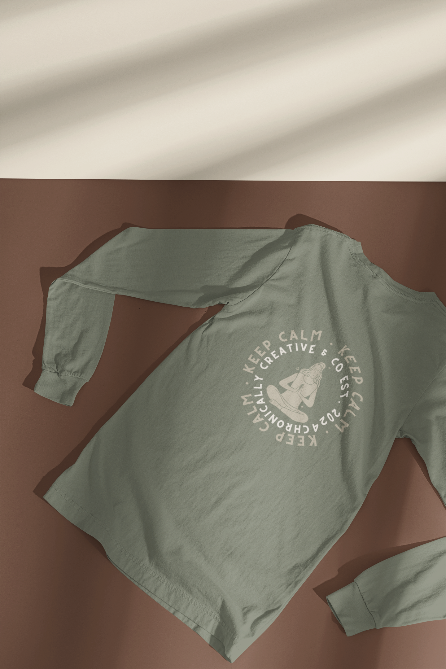 "Keep Calm" Long Sleeve Shirt - Relaxed Yoga Graphic by Chronically Creative & Co.