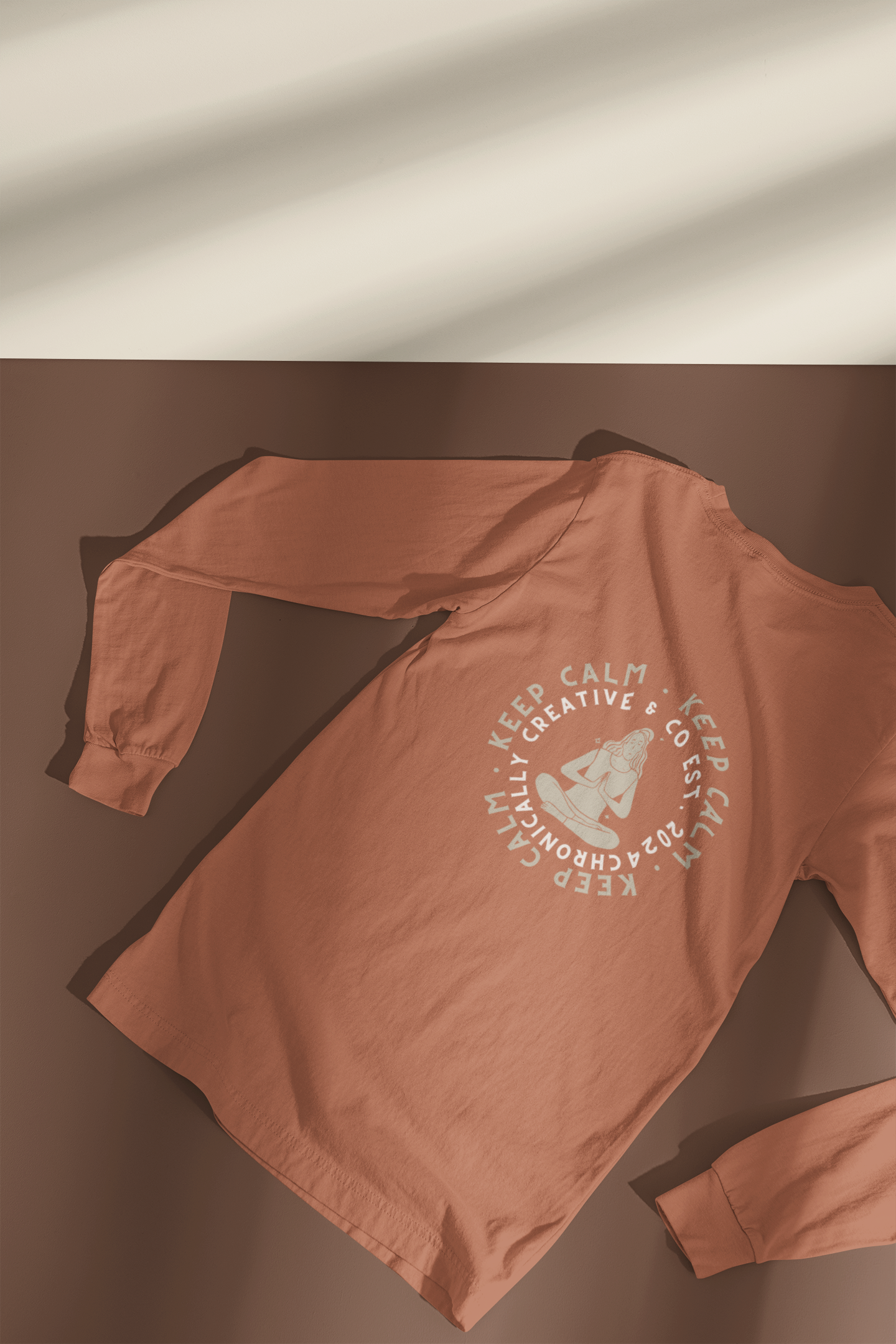 "Keep Calm" Long Sleeve Shirt - Relaxed Yoga Graphic by Chronically Creative & Co.