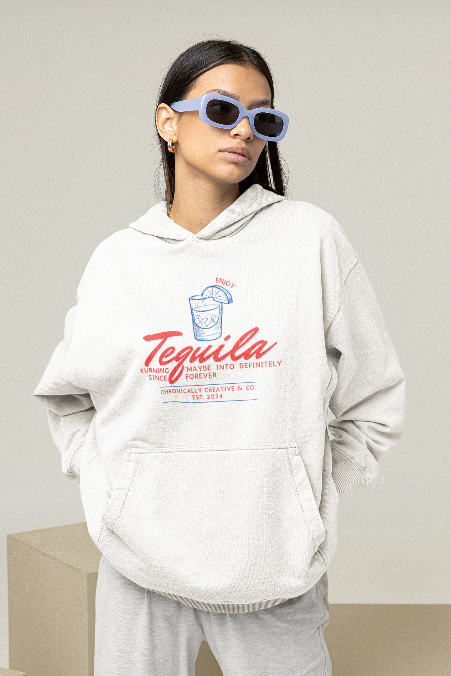 Tequila Hoodie in Cool Blue – Fun & Bold by Chronically Creative & Co.