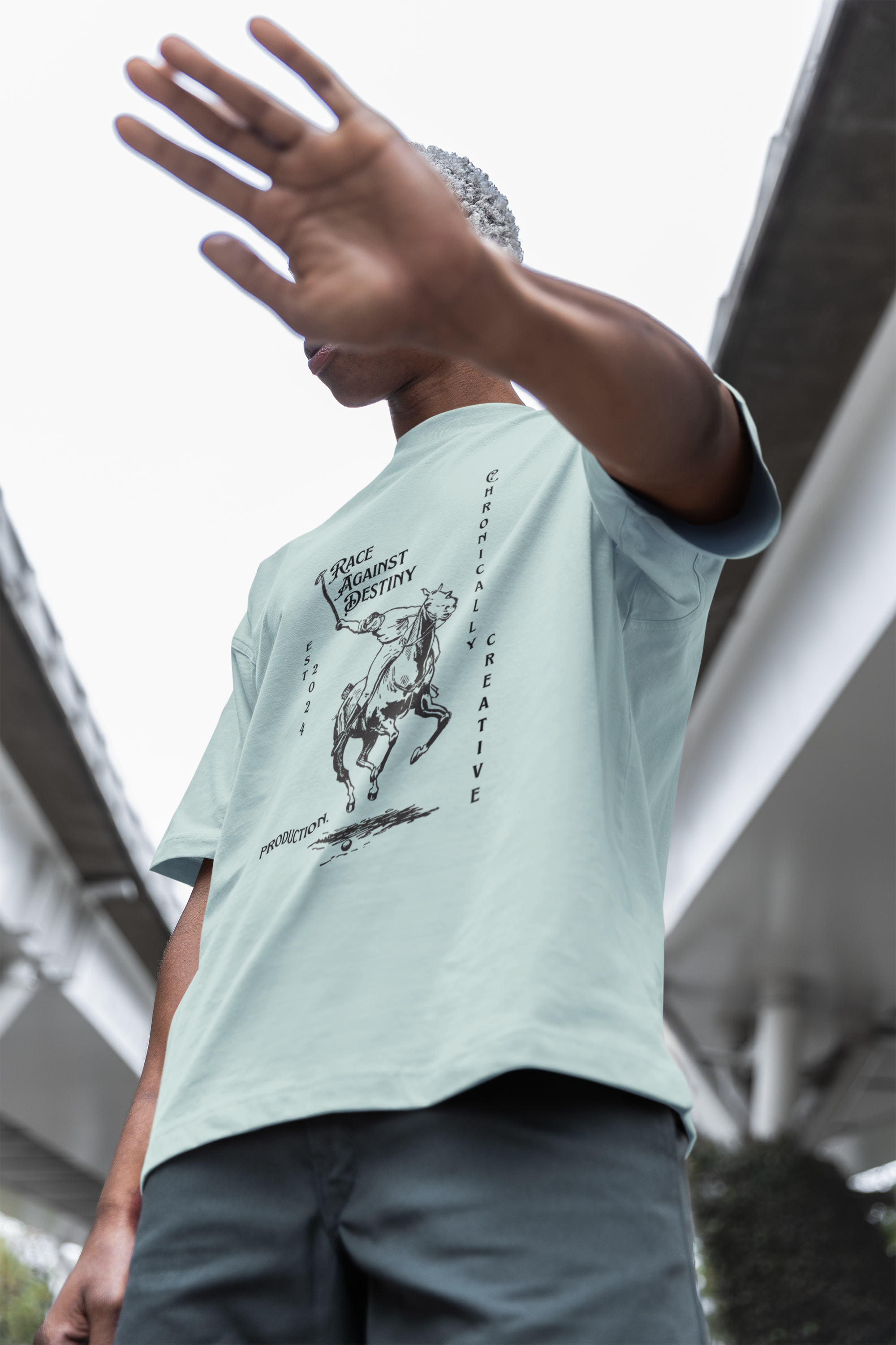 Race Against Destiny T-Shirt – Bold Vintage Rider Style by Chronically Creative & Co.