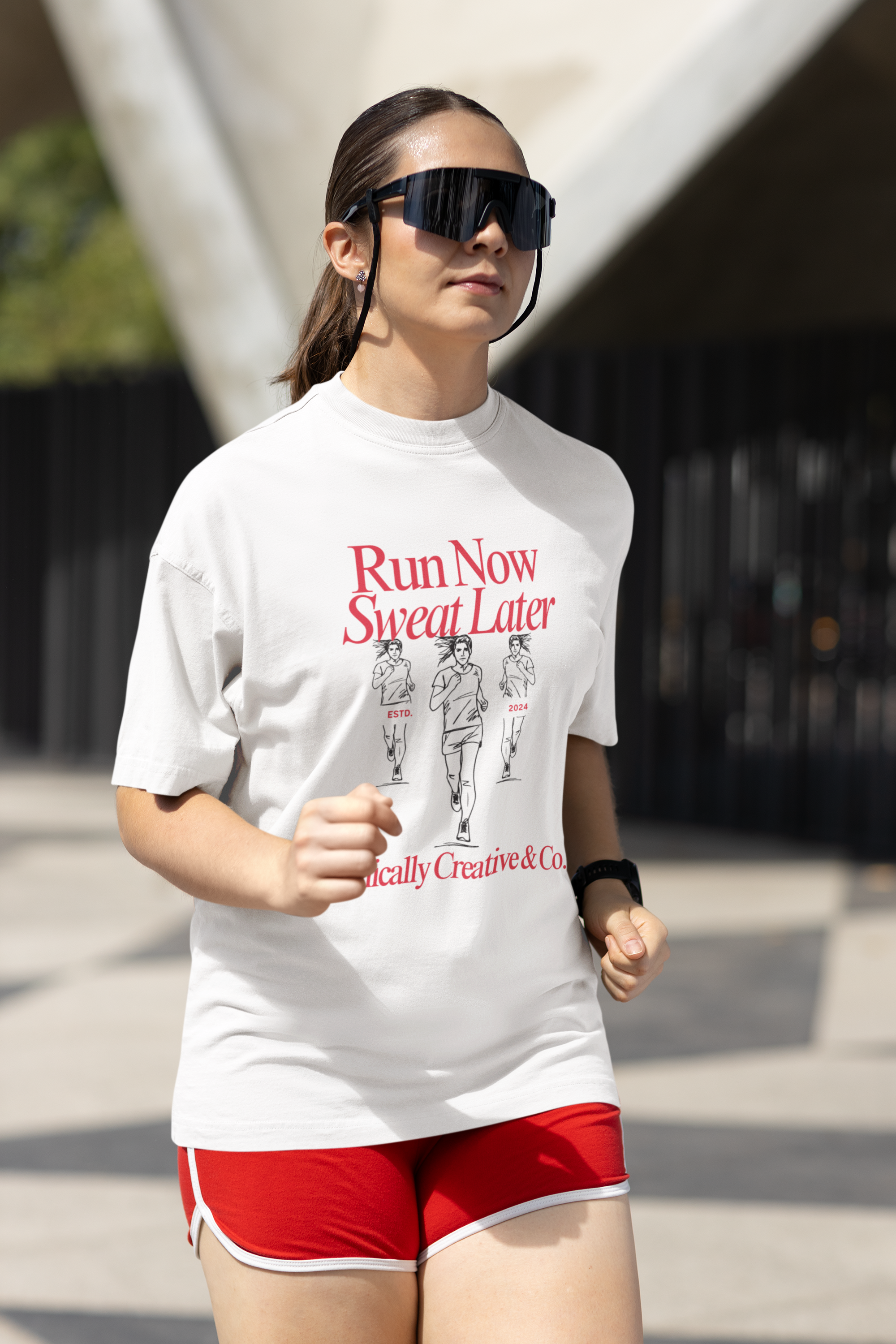 Run Now, Sweat Later T-Shirt – Motivational Fitness Style by Chronically Creative & Co.