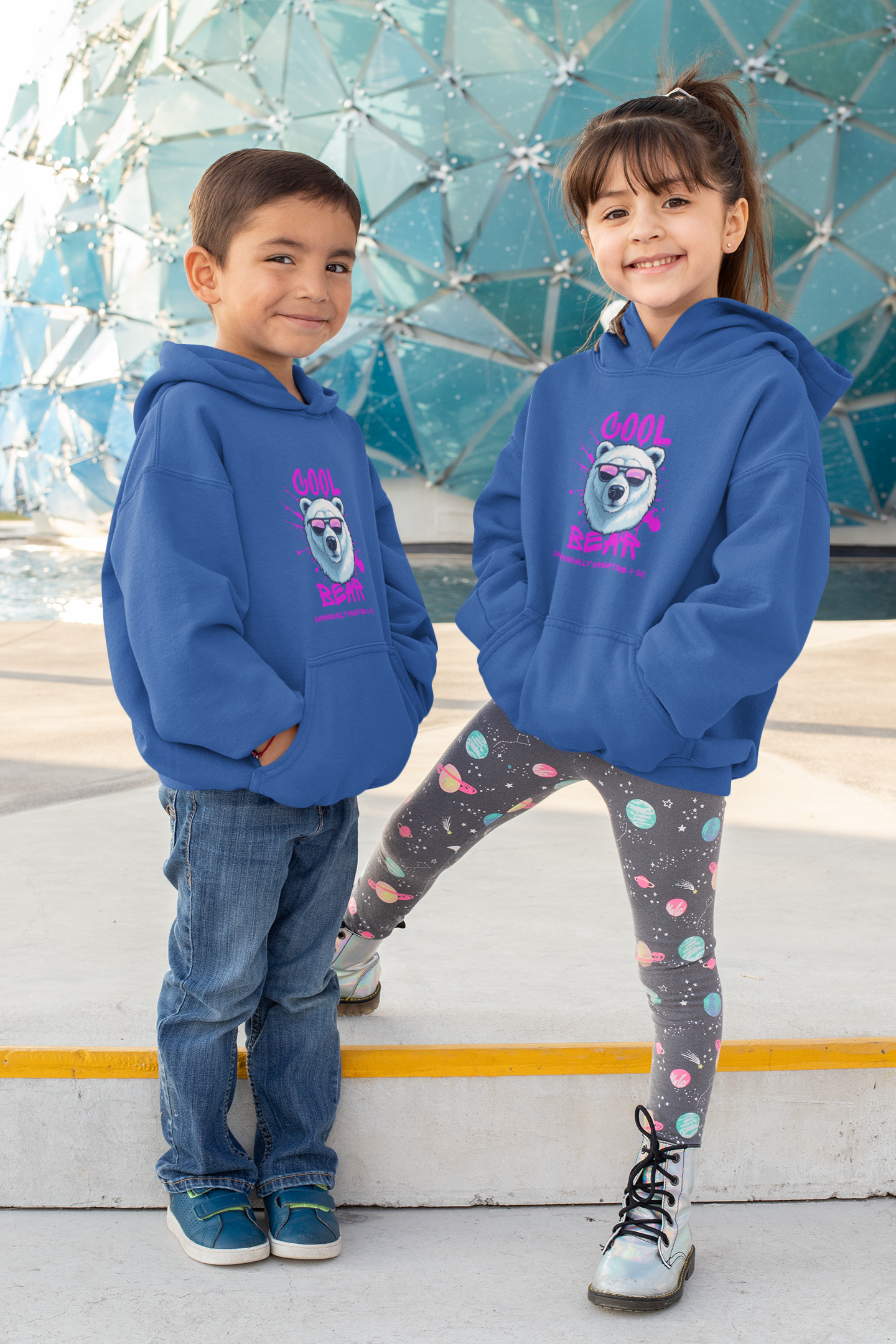 Kids "Cool Bear" Hoodie - Fun Polar Bear Graphic by Chronically Creative & Co.