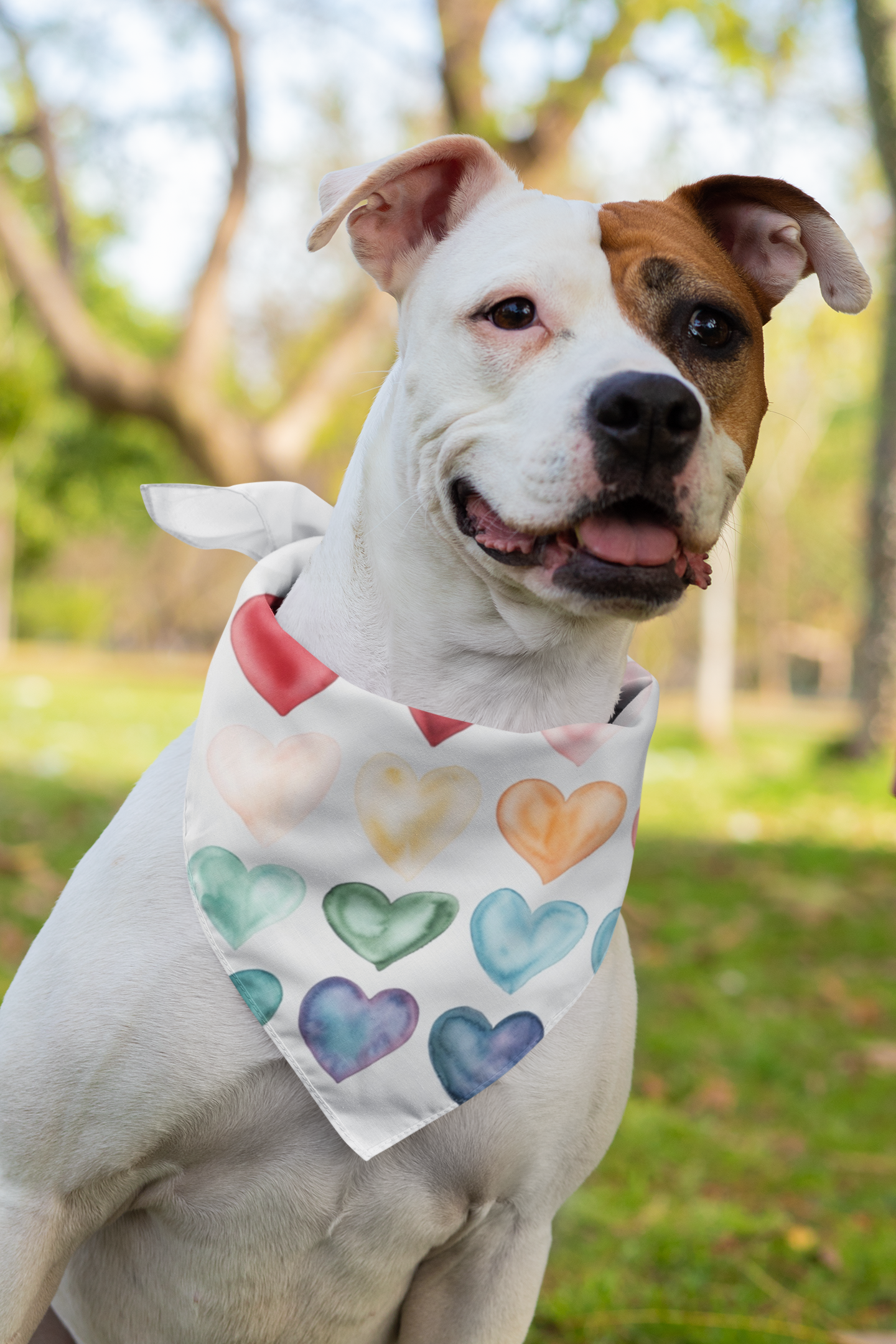Watercolor Hearts Dog Bandana - Colorful Heart Pattern by Chronically Creative & Co.