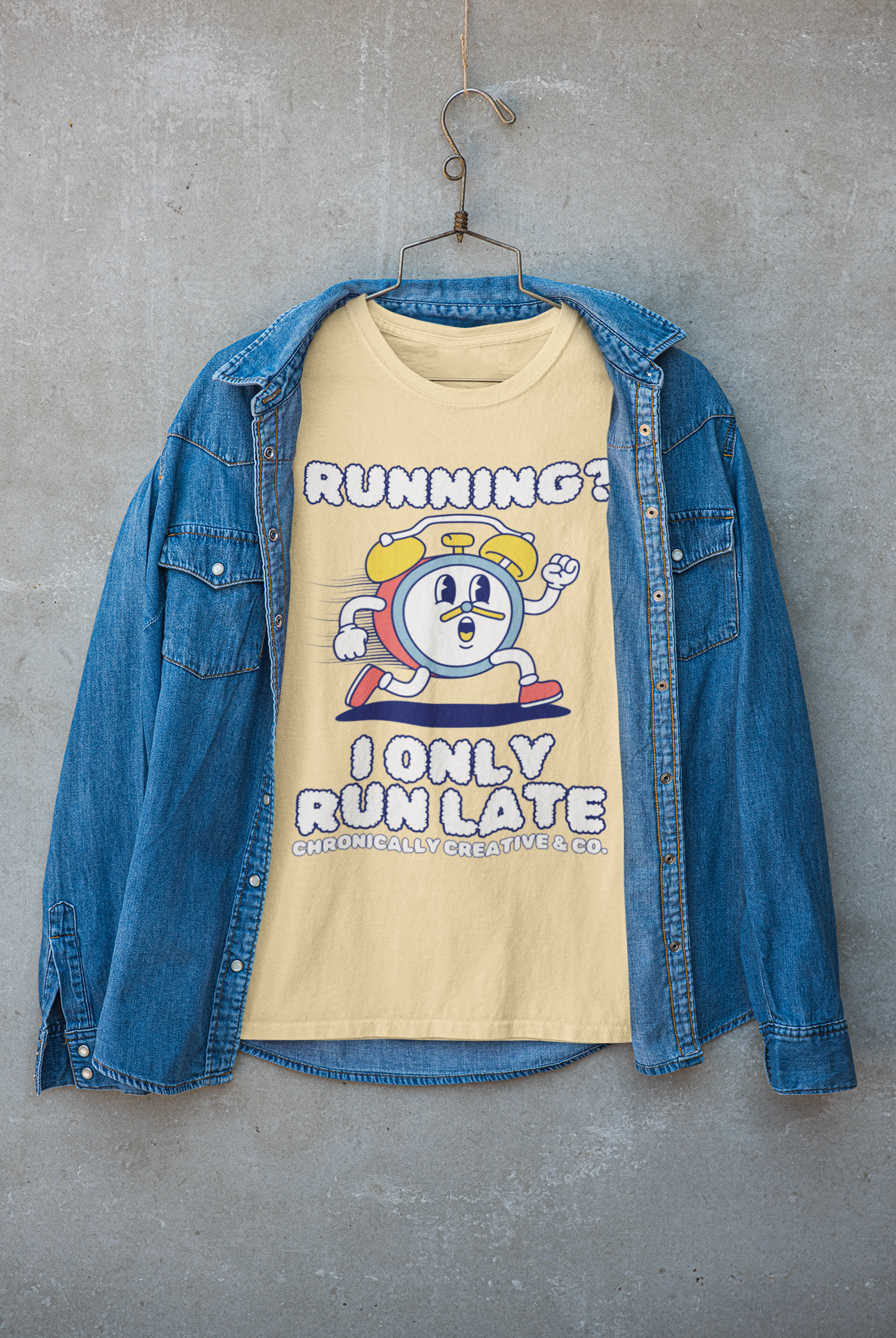"Running? I Only Run Late" Graphic Unisex garment-dyed heavyweight t-shirt