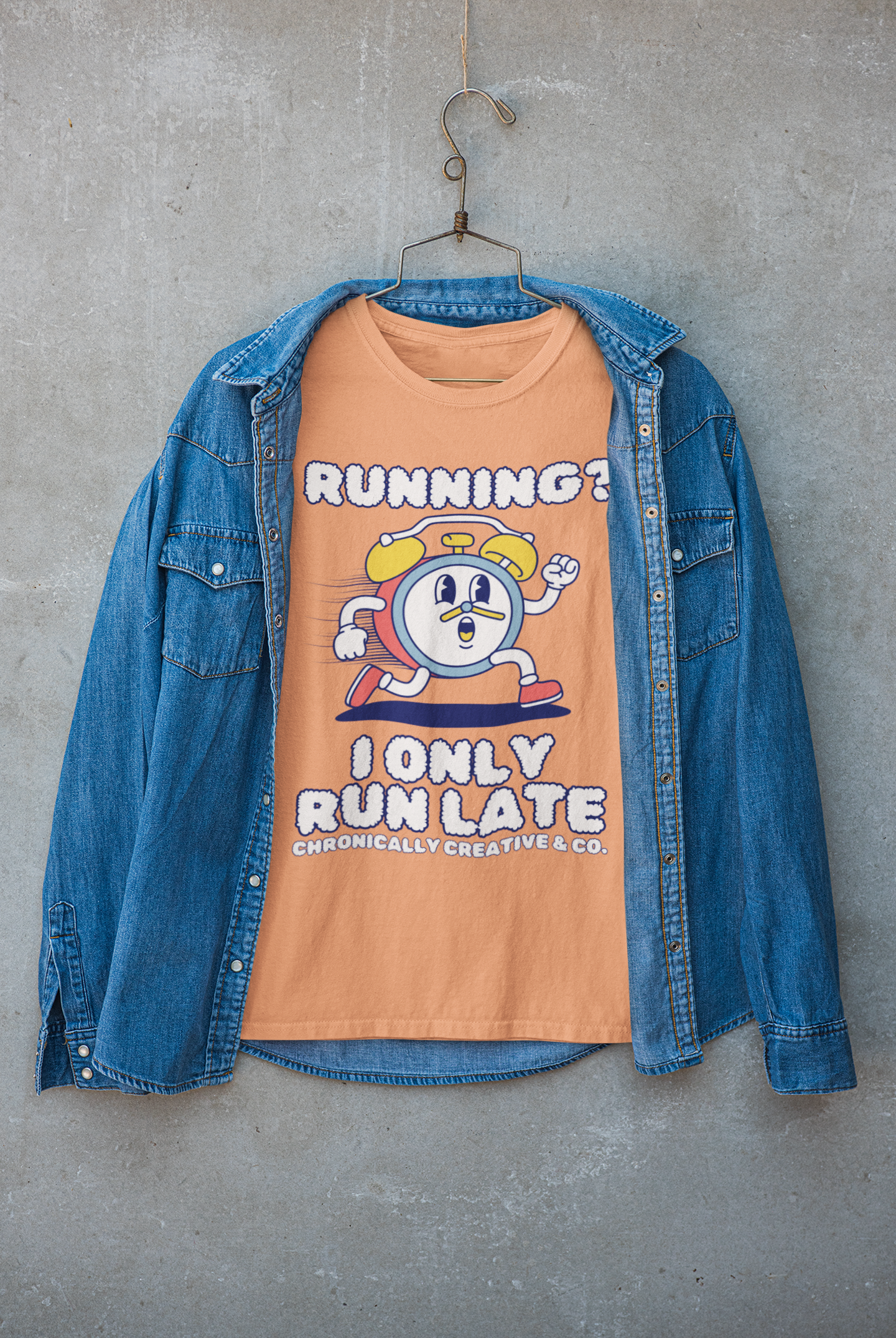 "Running? I Only Run Late" Graphic Unisex garment-dyed heavyweight t-shirt