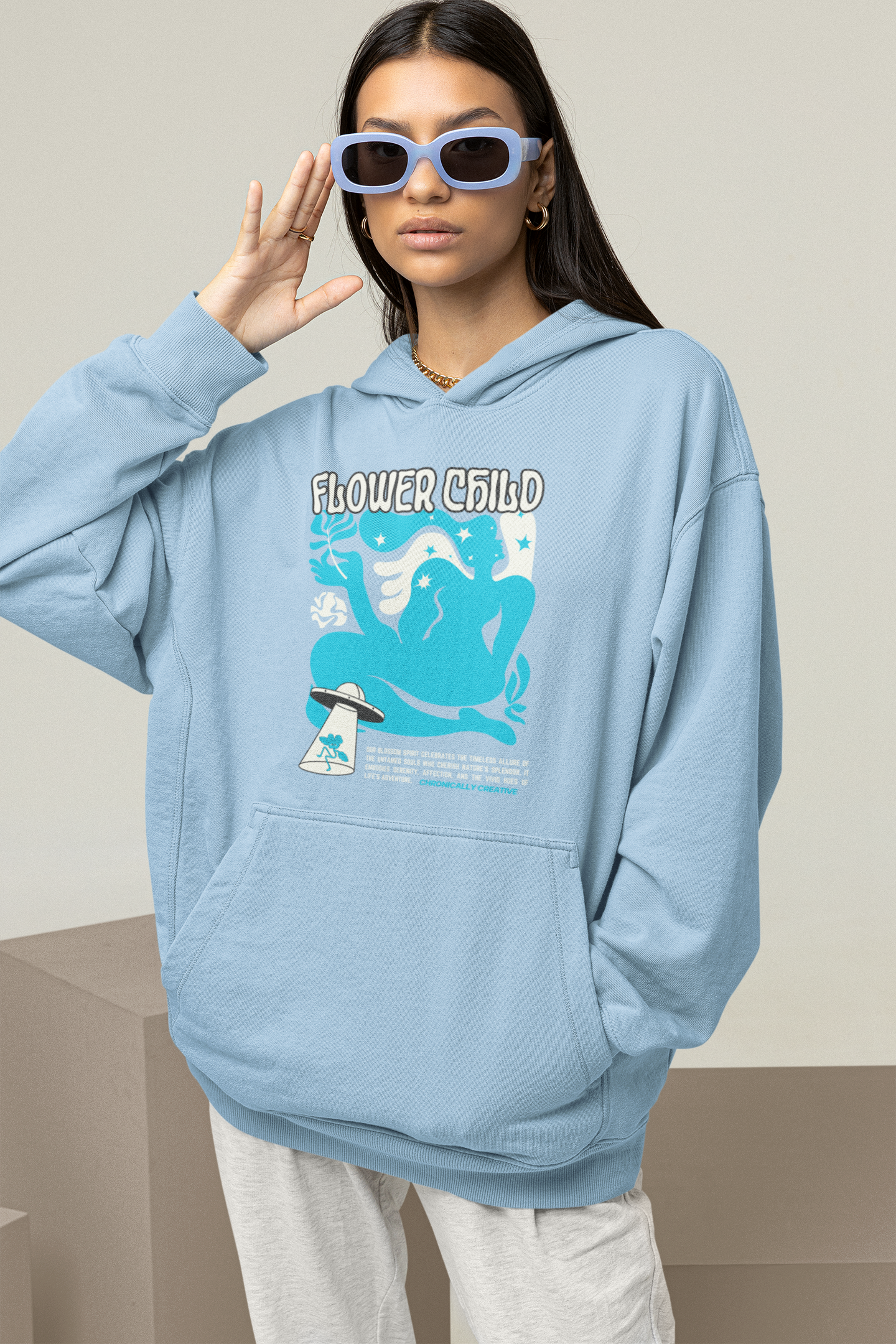 Flower Child Hoodie – Retro Psychedelic Vibes by Chronically Creative & Co.