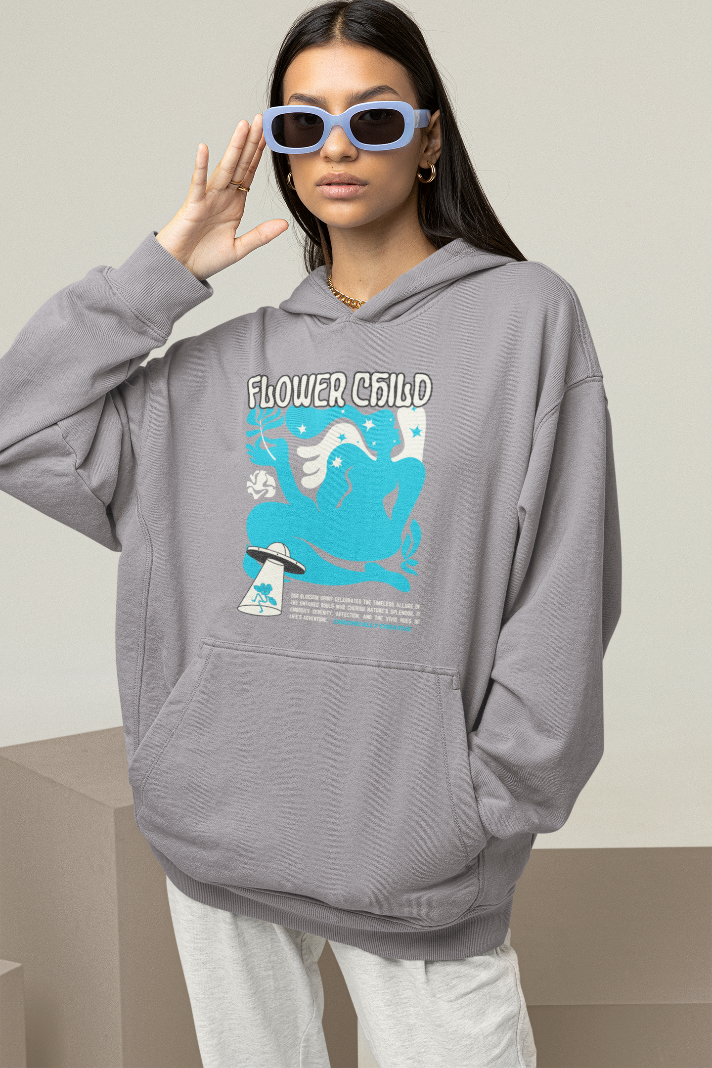 Flower Child Hoodie – Retro Psychedelic Vibes by Chronically Creative & Co.
