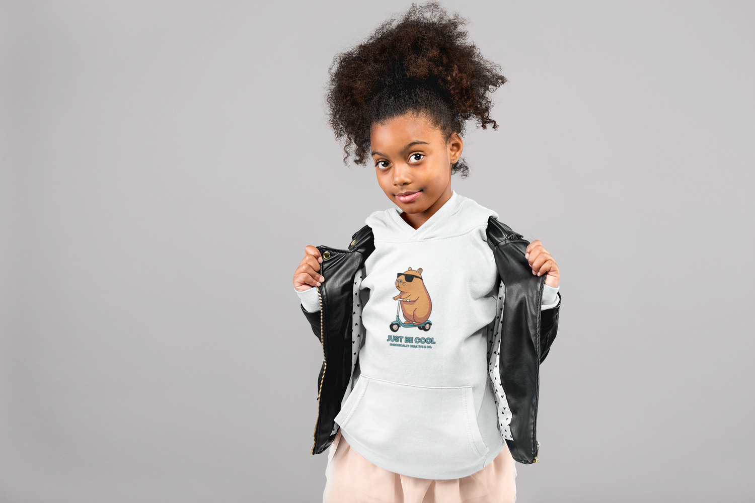 Kids &quot;Just Be Cool&quot; Hoodie - Scooter Bear Graphic by Chronically Creative &amp; Co.