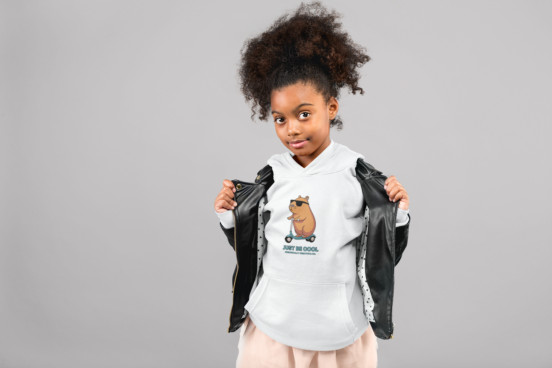 Kids &quot;Just Be Cool&quot; Hoodie - Scooter Bear Graphic by Chronically Creative &amp; Co.