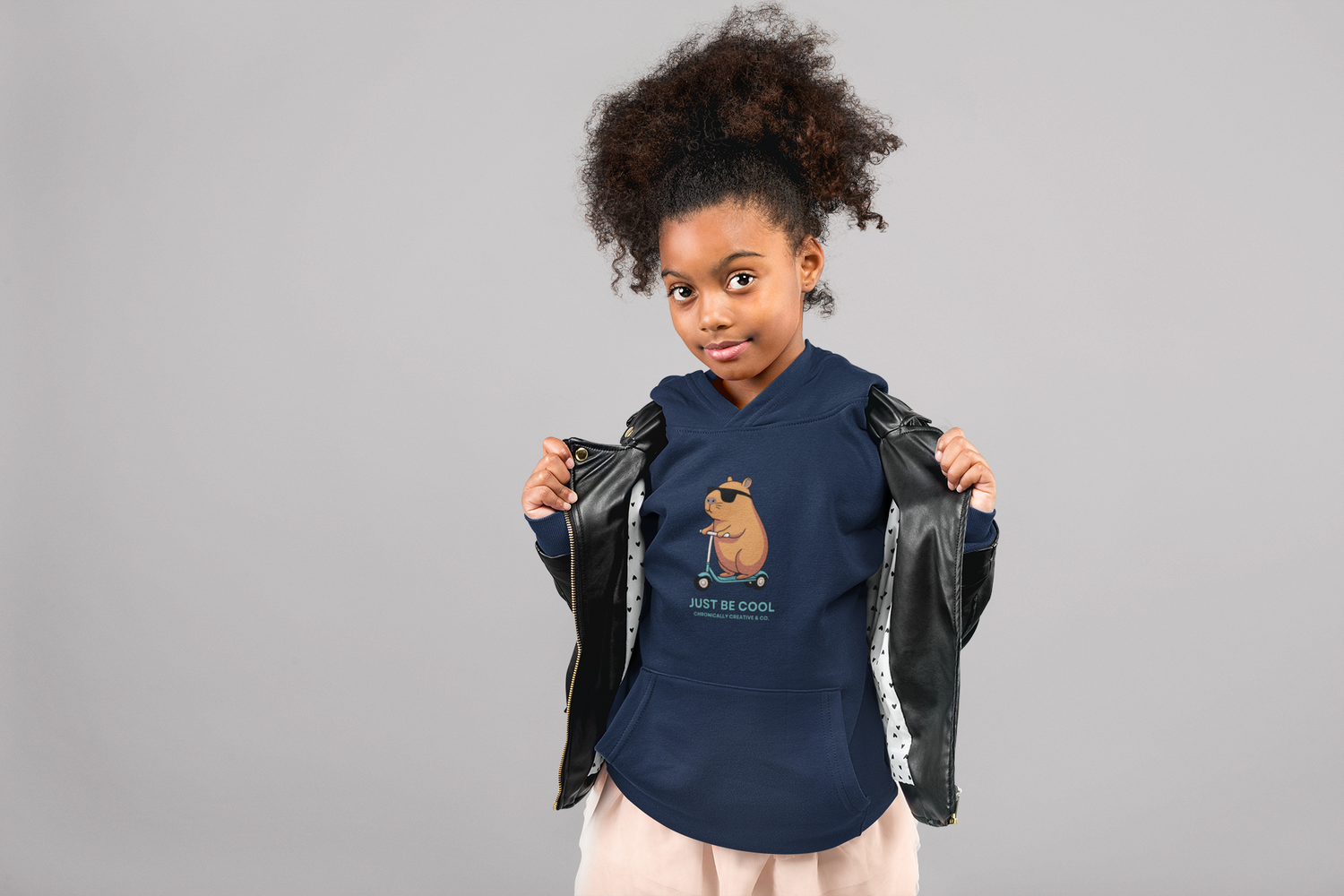 Kids &quot;Just Be Cool&quot; Hoodie - Scooter Bear Graphic by Chronically Creative &amp; Co.