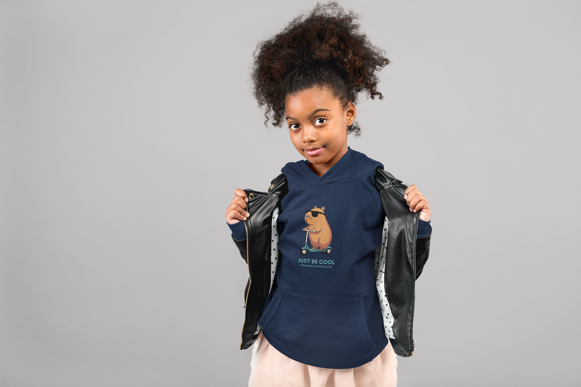 Kids &quot;Just Be Cool&quot; Hoodie - Scooter Bear Graphic by Chronically Creative &amp; Co.