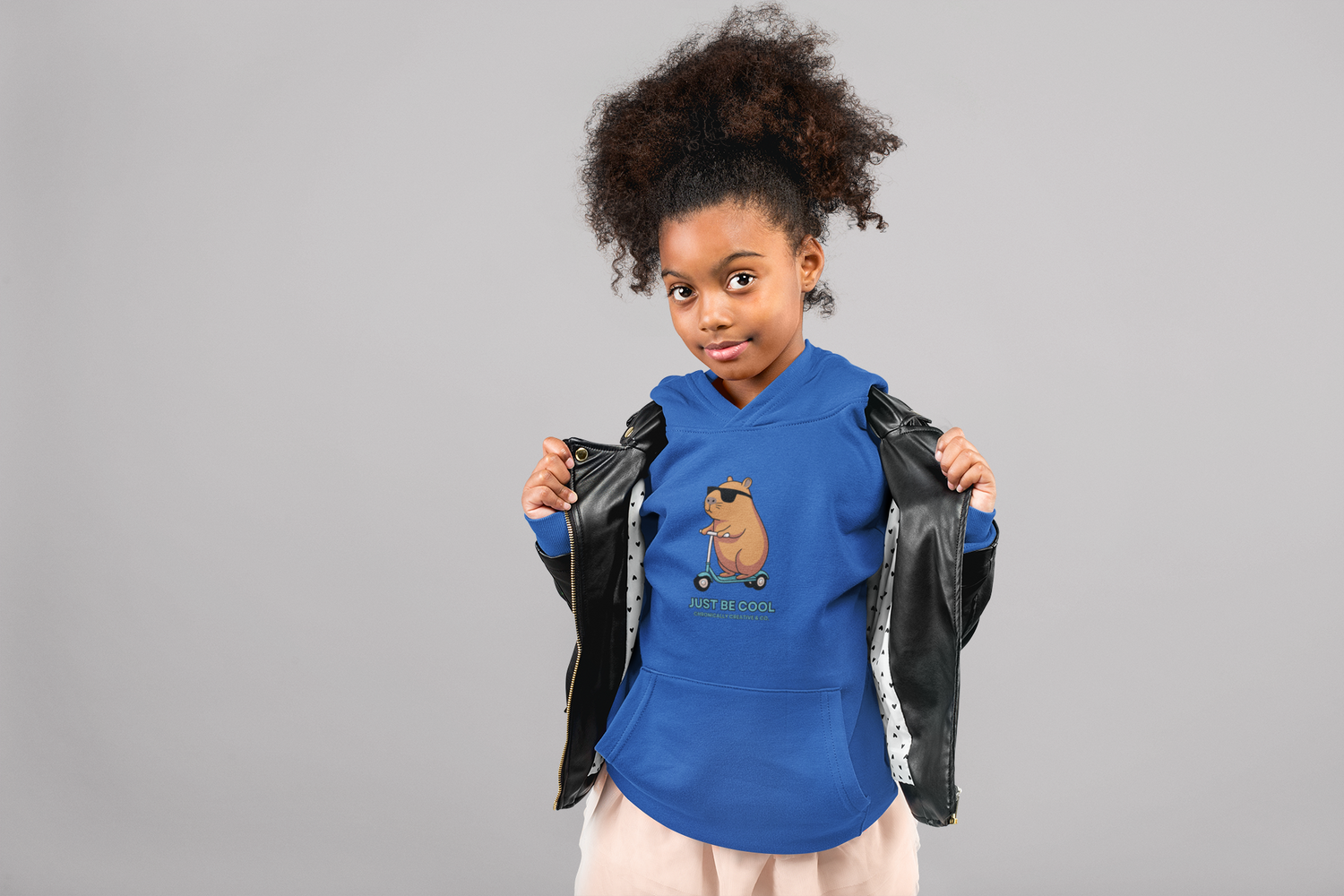 Kids &quot;Just Be Cool&quot; Hoodie - Scooter Bear Graphic by Chronically Creative &amp; Co.