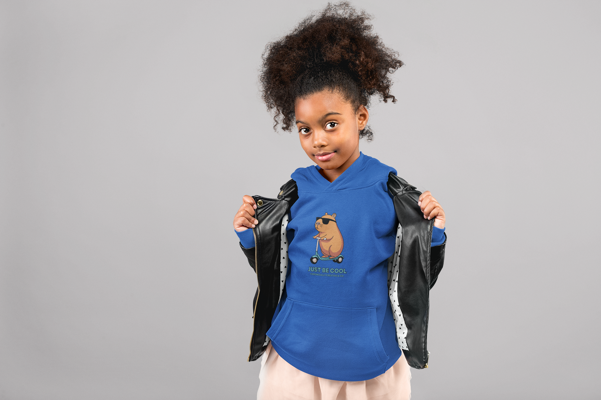 Kids &quot;Just Be Cool&quot; Hoodie - Scooter Bear Graphic by Chronically Creative &amp; Co.