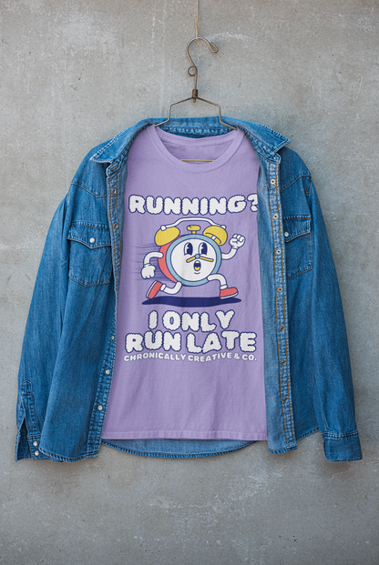 &quot;Running? I Only Run Late&quot; Graphic Unisex garment-dyed heavyweight t-shirt
