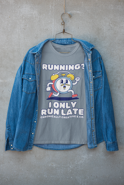 &quot;Running? I Only Run Late&quot; Graphic Unisex garment-dyed heavyweight t-shirt