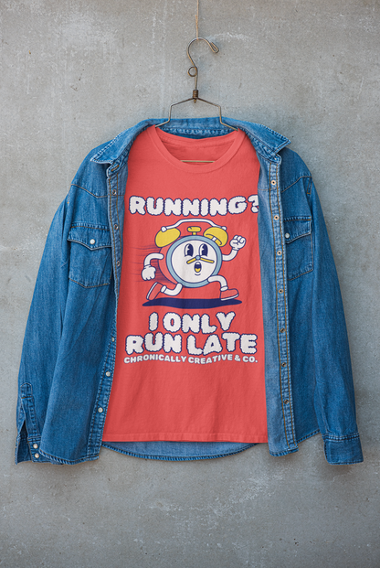 &quot;Running? I Only Run Late&quot; Graphic Unisex garment-dyed heavyweight t-shirt